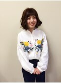 外国人風カラーでふんわりナチュラルボブ♪