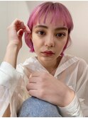 眉上バング/ビビットピンク
