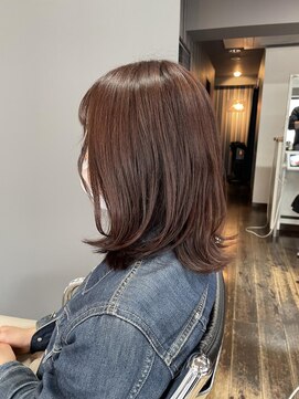 ヘアアンドメイク エジェリ(hair&make egerie) ピンクラベージュカラー・ミディアムロブ