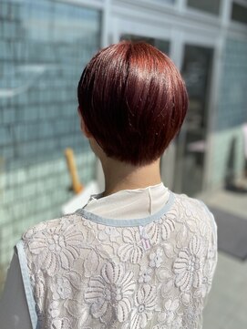 フレイムスヘアデザイン(FRAMES hair design) 耳掛けショート×レッドピンク♪