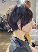 くびれショートゆとりハンサムボブ丸みマッシュショート