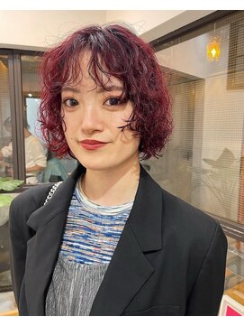 ナループロアオハナ(Nalu pu loa ohana) ボルドーカラー/バーガンディ/赤毛/ブリーチなし/ウルフパーマ