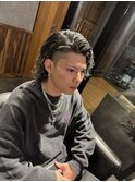 センターパートウルフ　メッシュ　ツイスパ