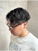 波巻きパーマ/メンズパーマ/メンズマッシュ/センターパート