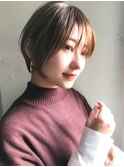 ★前下がりハンサムショートボブパーマ30代40代50代白髪ぼかし