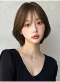 韓国/小顔/オリーブグレー/ショートボブ/銀座/レイヤーカット