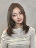 e07髪質改善ストレートレイヤーブリーチなしヘーゼルベージュ