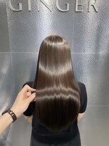ジンジャー(GINGER)&nbsp;SG縮毛矯正α × 透明感グレージュ × KeratinFD Lv6