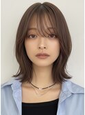 イメチェンレイヤーカット×ミディアム×ピンクベージュ横浜駅