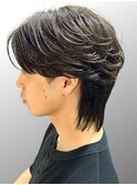 大分20代30代センターパートウルフフェザーパーマ