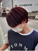 加藤【高円寺】チェリーレッド/ブリーチなし/センターパート
