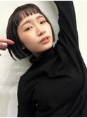 lip line bob/オン眉 ショートボブ ダークブラウン 美髪 20代