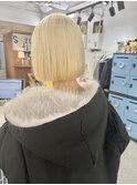ボブケアブリーチダブルカラータッセルボブ切りっぱなしボブ