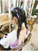 キッズツイン編み込みコーンロウ【ヘアセット　立川/立川南/袴】