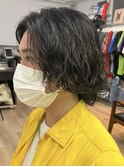 ツイストスパイラルパーマ無造作パーマセンターパートマッシュ