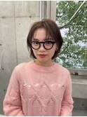 大人ショート こなれバング 外ハネショート オレンジブラウン