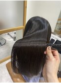 美髪矯正(縮毛矯正)  暗めカラー