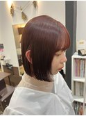【lotus下枝】前下がりぱつっとボブ◎7トーンカシスレッド