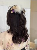 卒業式　ハーフアップヘア