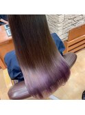 大人可愛い透明感グラデーション ブラウン×ラベンダー
