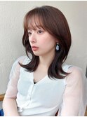 イメチェン美髪外ハネボブミディアムストレート寒色系カラー