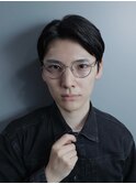 大人爽やか七三アップバンクビジネスツーブロックショート黒髪