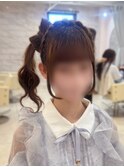 立体リボンサイドポニー