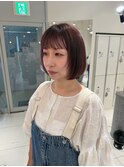 大人女子の顔まわりレイヤーボブ　ピンク系カラー　【杉若】