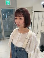 ステラ ヘア デザイン サロン(STELLA hair design salon)&nbsp;大人女子の顔まわりレイヤーボブ　ピンク系カラー　【杉若】