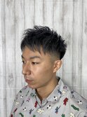 【メンズショート】ダークブルーシルバー × フェード