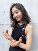 ミディアム/切りっぱなしヘア/ロブ/グレージュ/外国人風/表参道