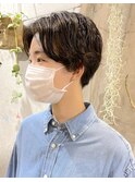 直毛多毛さん　ナチュラルパーマ刈り上げ黒髪マニッシュショート