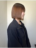 大平/切りっぱなしボブ前下がり地毛風ストレートブラウンカラー