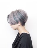 ハンサムショート#ダブルカラー#切りっぱなしボブ#ケアブリーチ