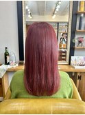 ボルドーカラー　赤髪