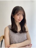 大人かわいい顔まわりレイヤーカット美髪ストレートまろベージュ