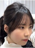 美髪カールブルーブラック韓国レイヤーロングセミディ顔周り前髪
