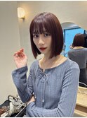 ボブ縮毛矯正ミディアムレイヤーカット髪質改善顔まわりカット