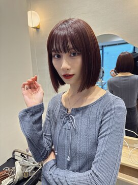 ロエ(LOE) ボブ縮毛矯正ミディアムレイヤーカット髪質改善顔まわりカット