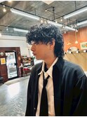 メンズパーマ波巻きスパイラルパーマウルフカットマッシュウルフ