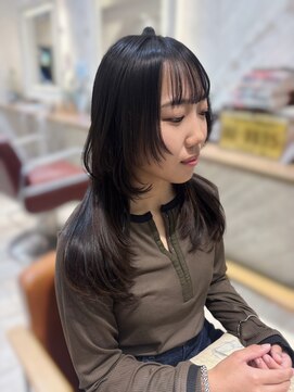 ブラウン(Brown) フェイスレイヤーカット×艶カラー/藤沢美容院