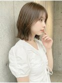 オリーブべージュブリーチなしシースルーバングくびれミディP2