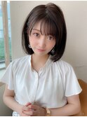 20代30代40代大人かわいい小顔ボブ ひし形シルエット グレージュ