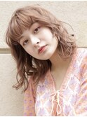 大人かわいいハイトーンペールベージュセミディ1004