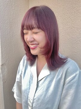 シンク オモテサンドウ(sync omotesando) 艶ラベンダーカラーと顔まわりレイヤーカット