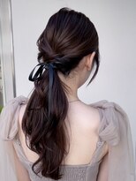 ヘアアレンジヘアセット結婚式ヘアお呼ばれヘア_ウェットヘア