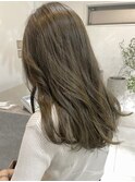 ◎ブリーチなし透明感カラー暗めオリーブベージュアッシュ