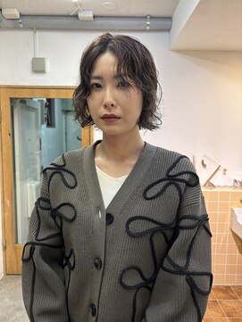 ネルケ 立川(nelke) ボブパーマ×オリーブカラー