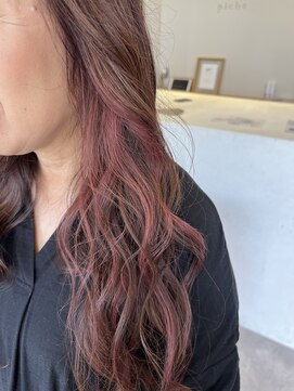 ピシェ ヘア デザイン(Piche hair design) くびれヘア/アプリコットオレンジ/ハイライトカラー/赤池