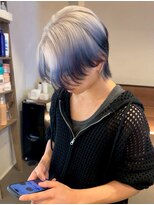 インク サカエ(inq sakae)&nbsp;ケアブリーチ2回/デザインカラー/シルバー×ブルー